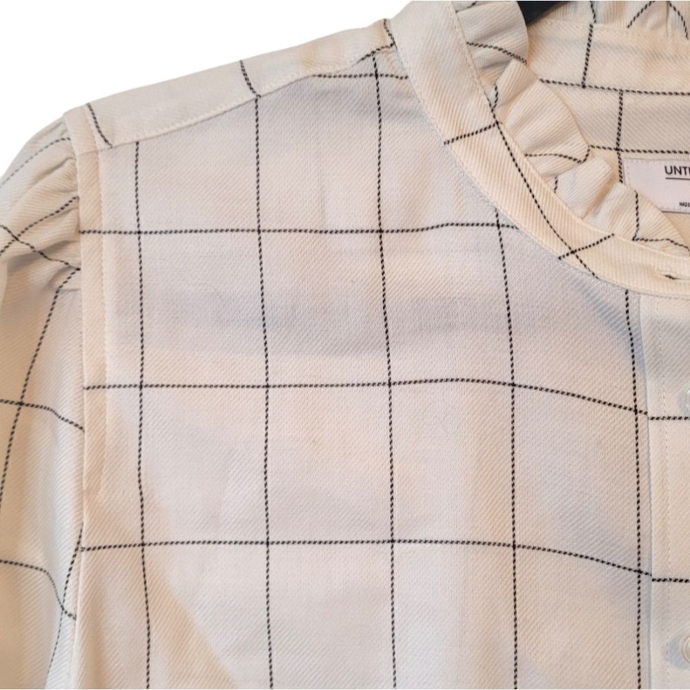 UNTUCKit For Her Ivory Winona Window Pane Button Down Shirt Women - Picture 7 of 7